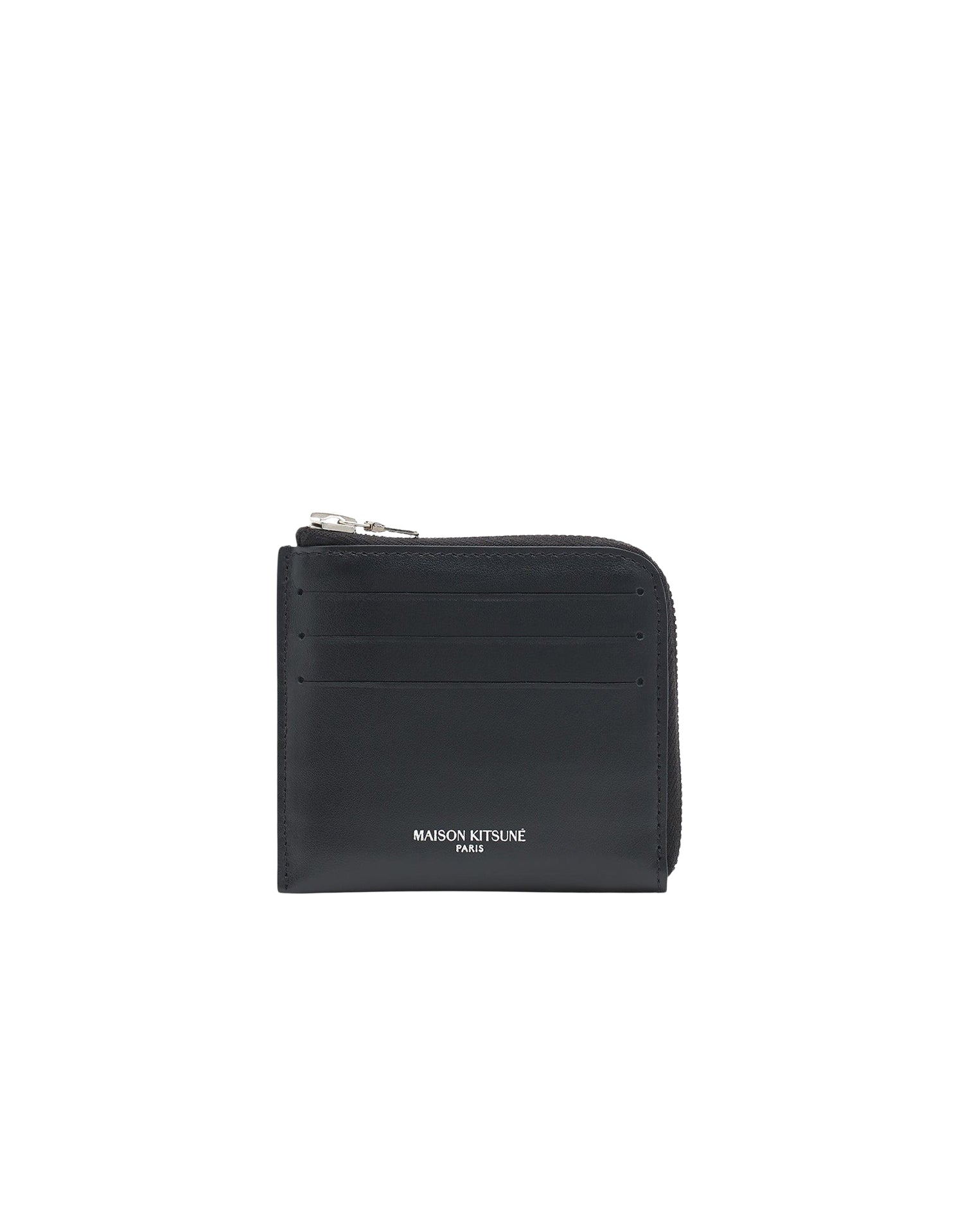 Zipped leather card case - Black