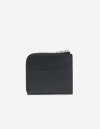 Zipped leather card case - Black