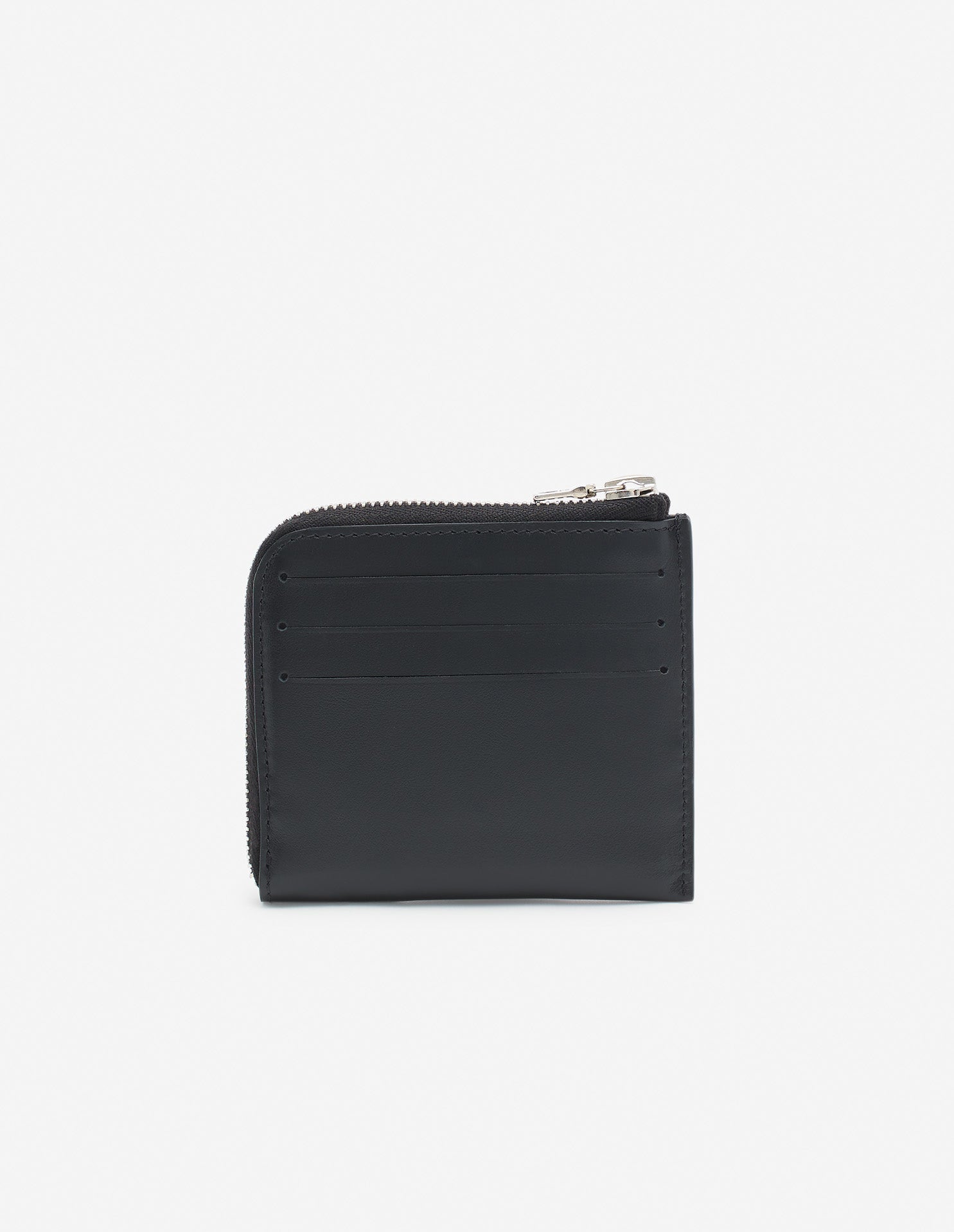 Zipped leather card case - Black