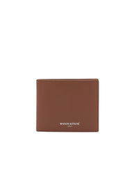 Bifold wallet embossed on front in leather - Golden Brown