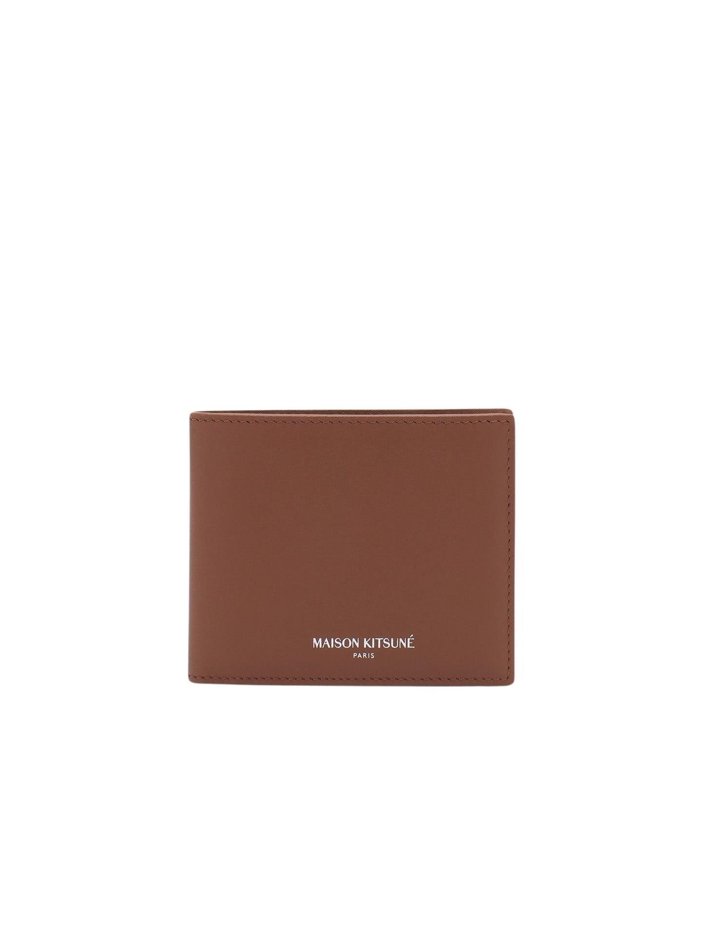 Bifold wallet embossed on front in leather - Golden Brown