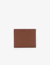 Bifold wallet embossed on front in leather - Golden Brown