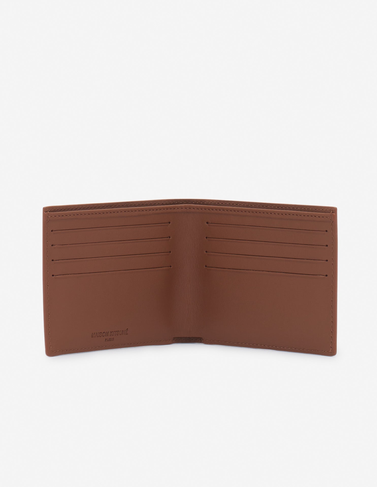 Bifold wallet embossed on front in leather - Golden Brown