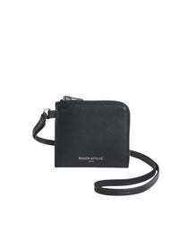 Leather shoulder wallet - Black