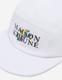 Cap with floral logo - White