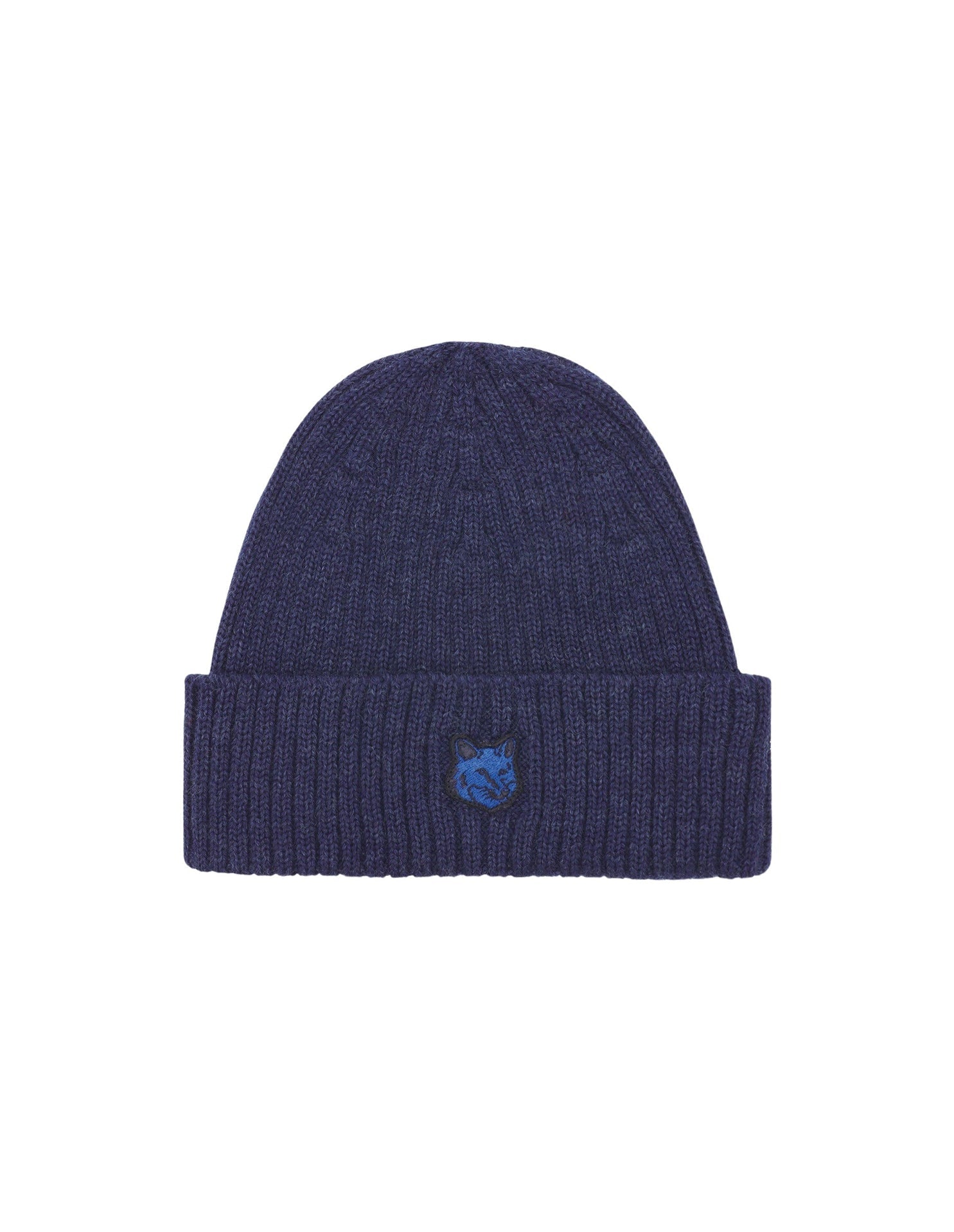 Ribbed hat with wool crest - Ink Blue