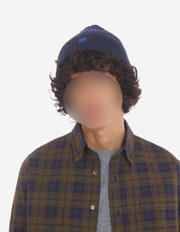 Ribbed hat with wool crest - Ink Blue