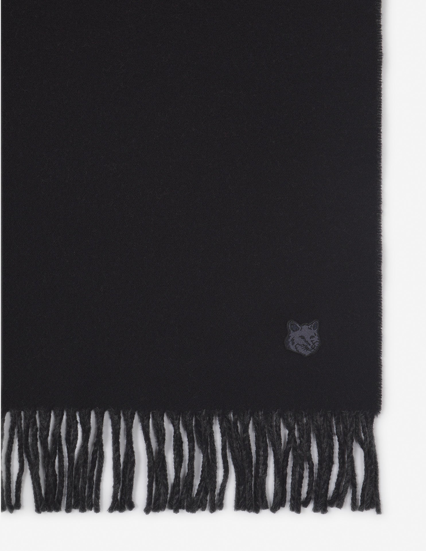 Fox pattern wool scarf - Black & Charcoal