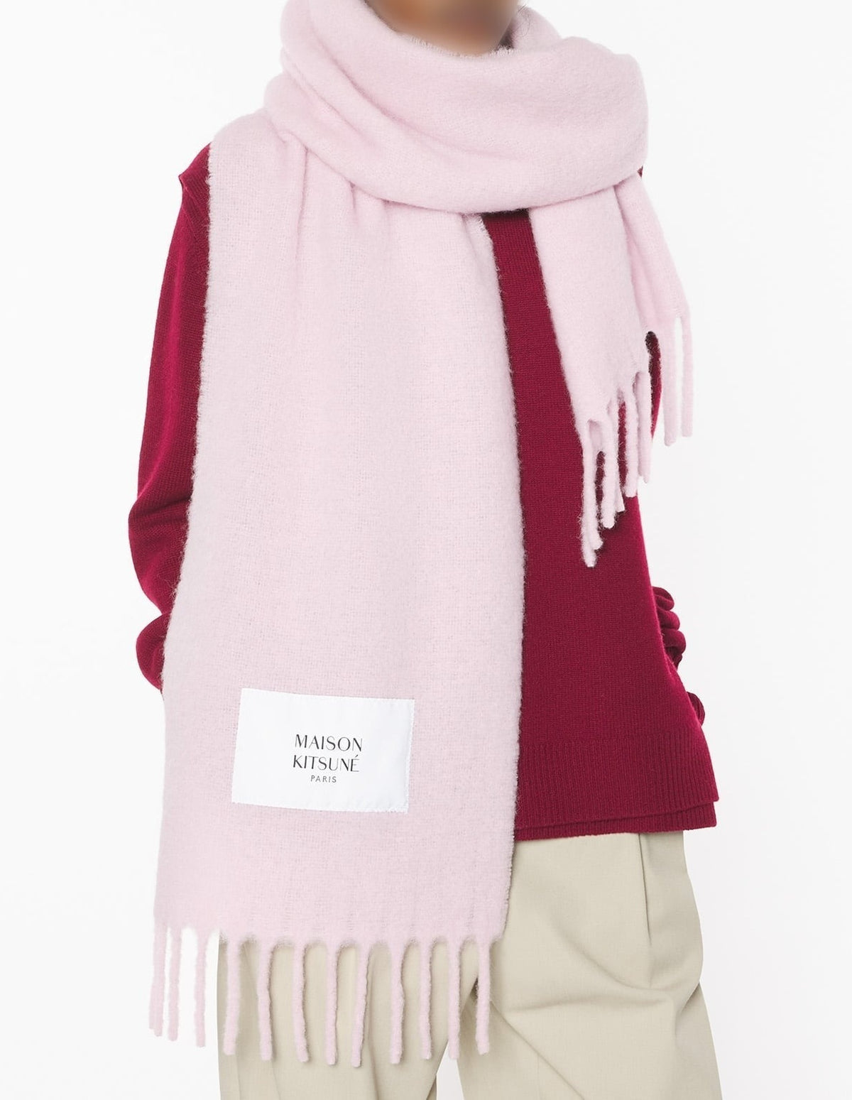 Écharpe à franges en laine - Cradle Pink