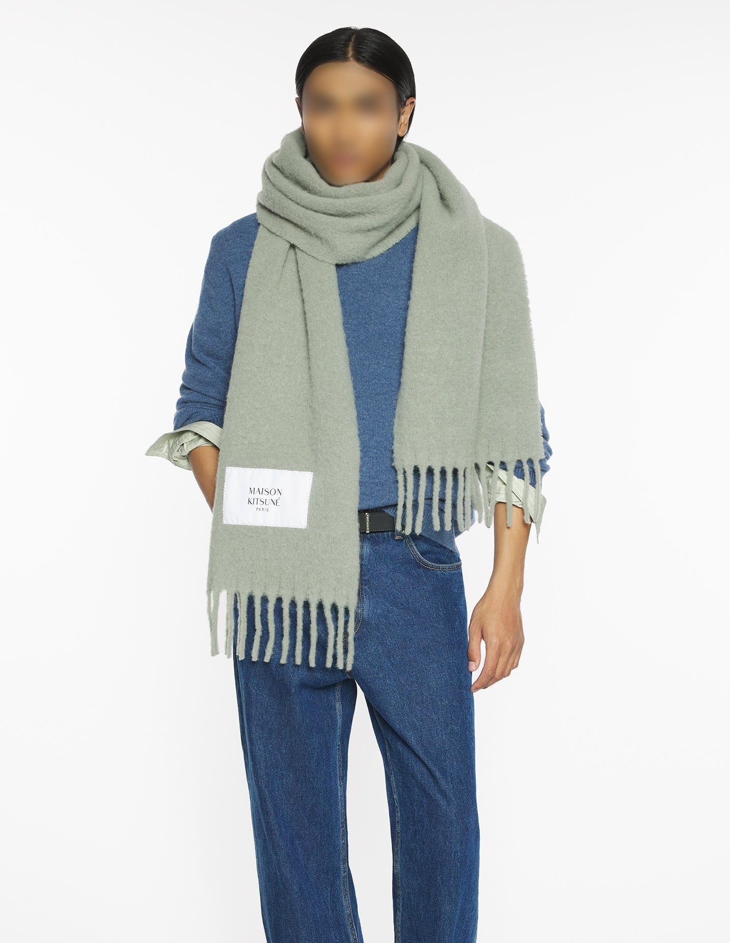 Thick wool scarf - Pebble