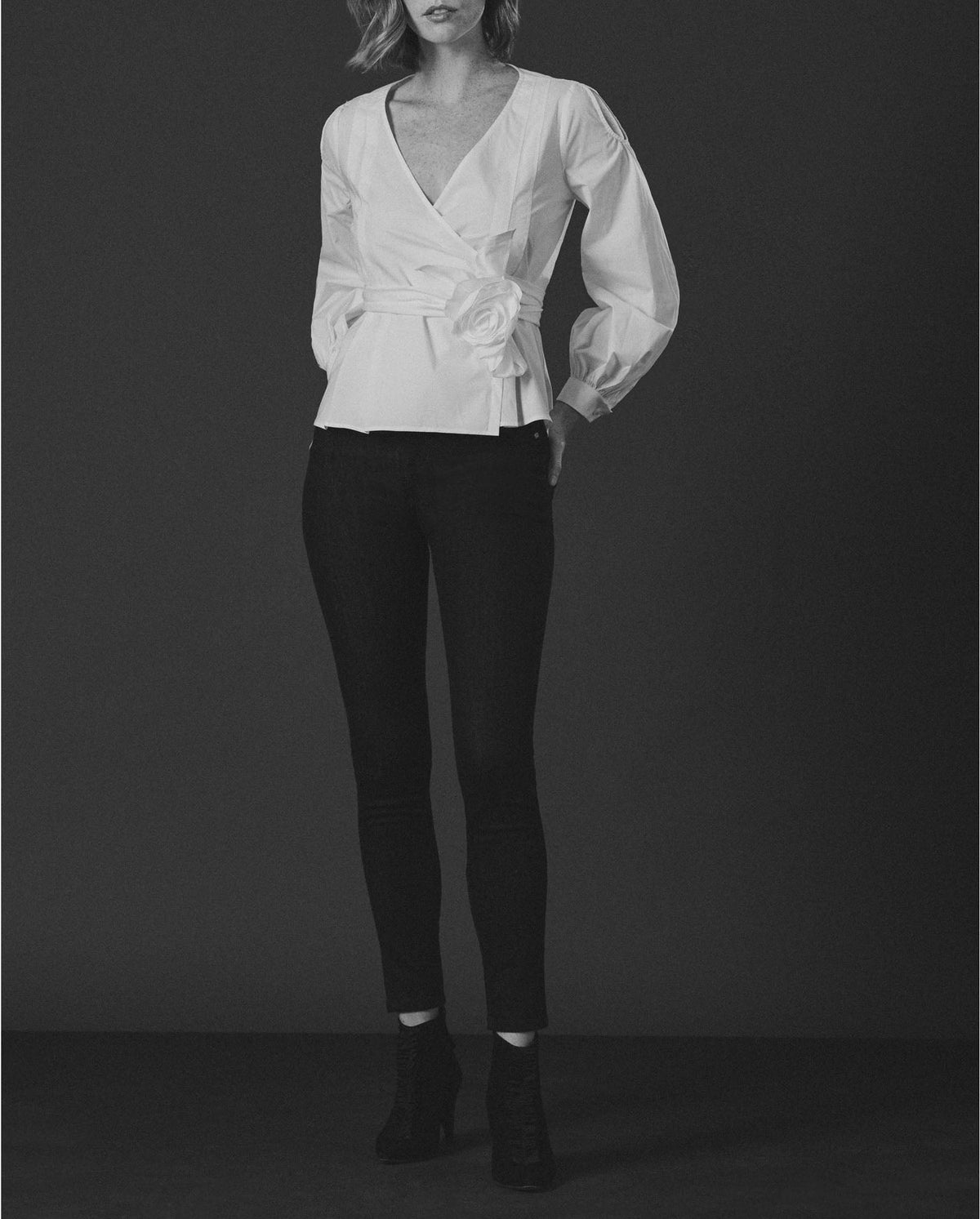 Blouse Lola cache-cœur - Blanc