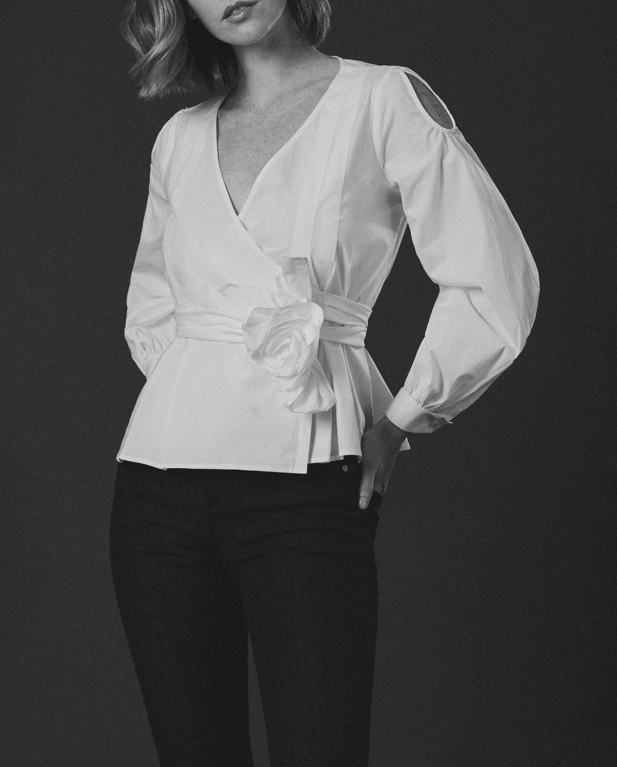 Blouse Lola cache-cœur - Blanc