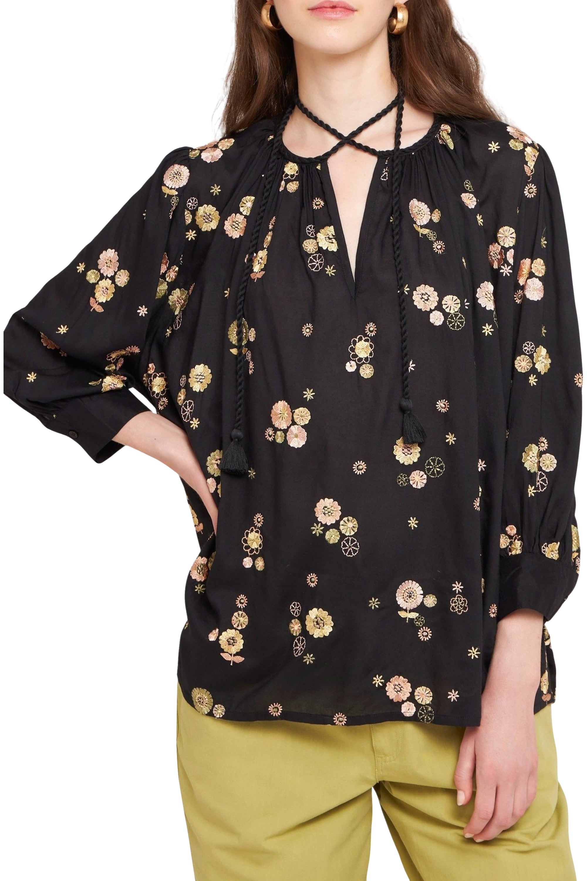 Blouse brodée Lola - Black