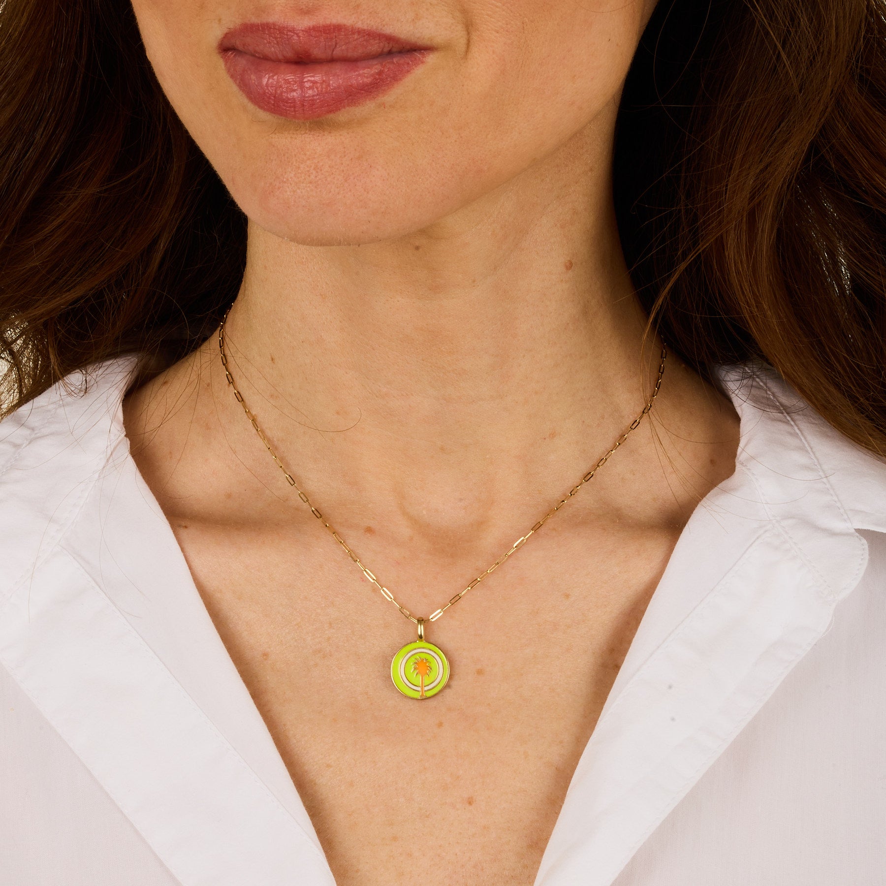 Yellow gold eye necklace - Resin