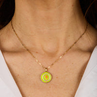 Yellow gold eye necklace - Resin