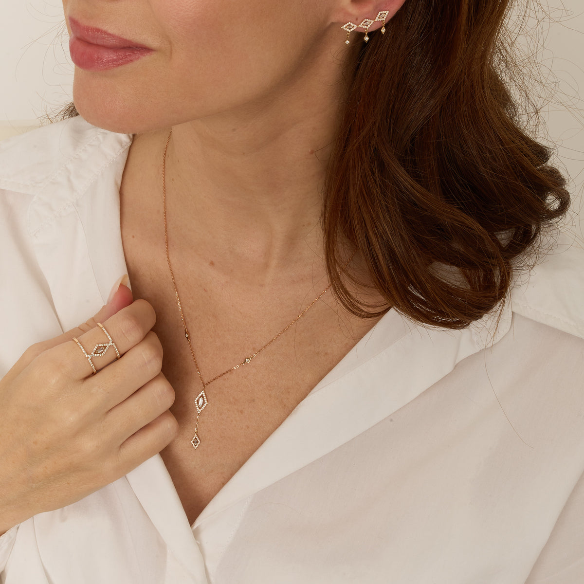 Délicatesse Ring in 18K rose gold set with diamonds - Rose