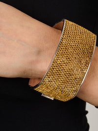 1qty NEW / Argent Rhodié Bracelet rigide sur argent rhodié serti de taille brillant citrine 29 // RECO : 1950€