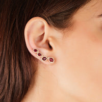 MONO BOUCLE D OREILLE RUBIS OR BLANC
