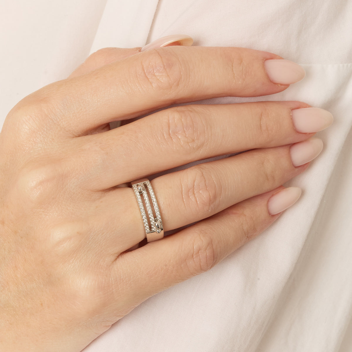 Bague Cosmic Spell en Or blanc 18K sertie de diamants - Blanc