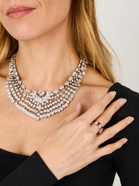 1qty NEW / Or blanc 18 ct Alliance en or blanc 18 carats sertie de diamants synthétiques blancs taille poire 2 // RECO : 4060€