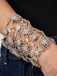 1qty NEW / Argent Rhodié Manchette Fleur en argent rhodié 925/1000 // RECO : 4750€