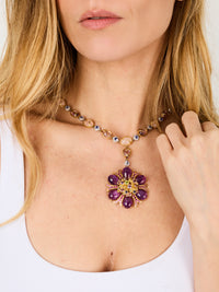 2qty DJV / QTY DISPO : 2-QTY VENDUES : 0-ST : 0% PRIX DJV : 1390€ // Vermeil Collier marguerite en vermeil serti de quartz rose 25 /// RECO : 1225€