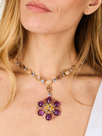 2qty DJV / QTY DISPO : 2-QTY VENDUES : 0-ST : 0% PRIX DJV : 1390€ // Vermeil Collier marguerite en vermeil serti de quartz rose 25 /// RECO : 1225€