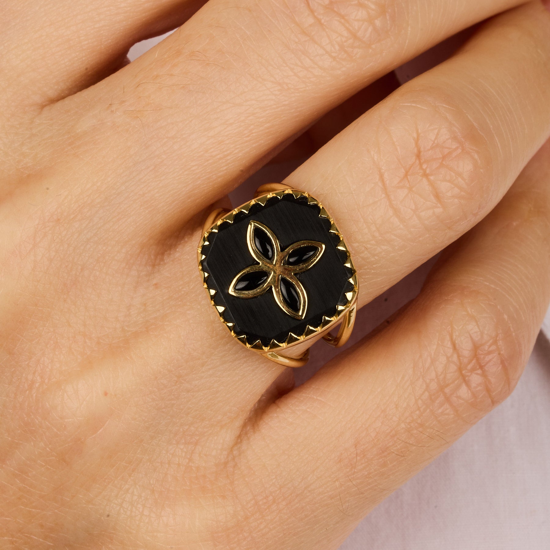 Bague en or jaune - Black Onyx