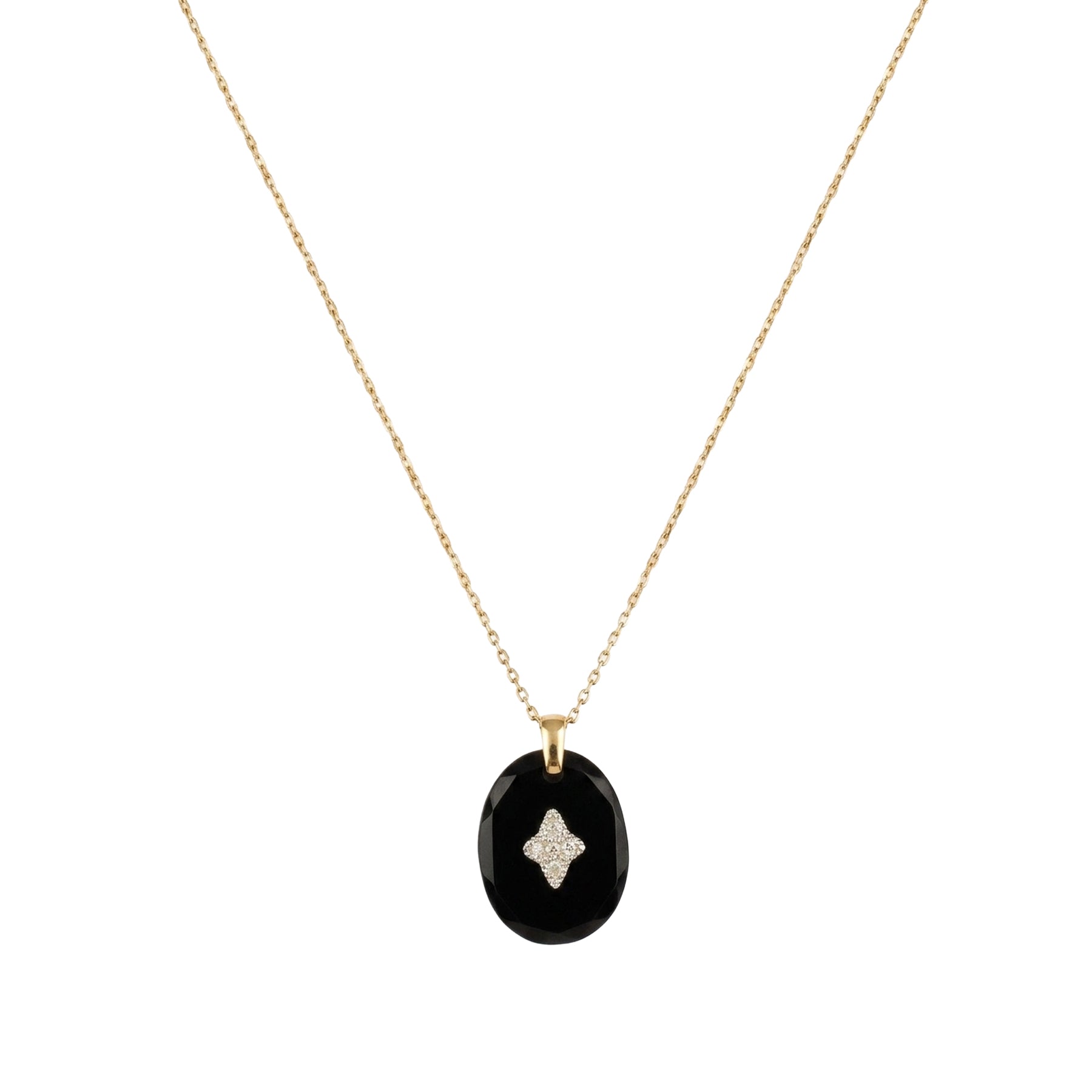 Yellow gold necklace set with diamonds - Diamond