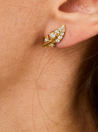 3qty NEW / Or jaune 18ct Boucles d'oreilles Comme une Plume en or jaune 18 carats // RECO : 795€