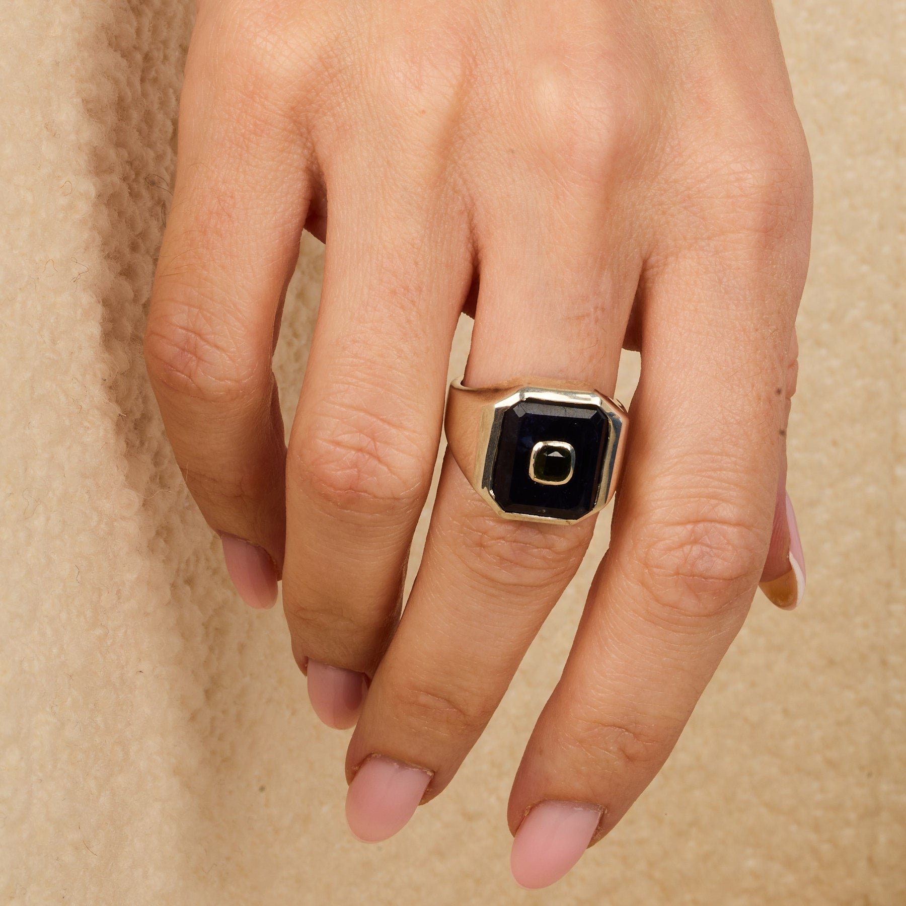 Bague en argent - Iolite & Diopside