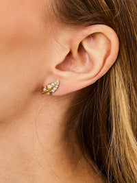 3qty NEW / Or jaune 18ct Boucles d'oreilles Comme une Plume en or jaune 18 carats // RECO : 795€