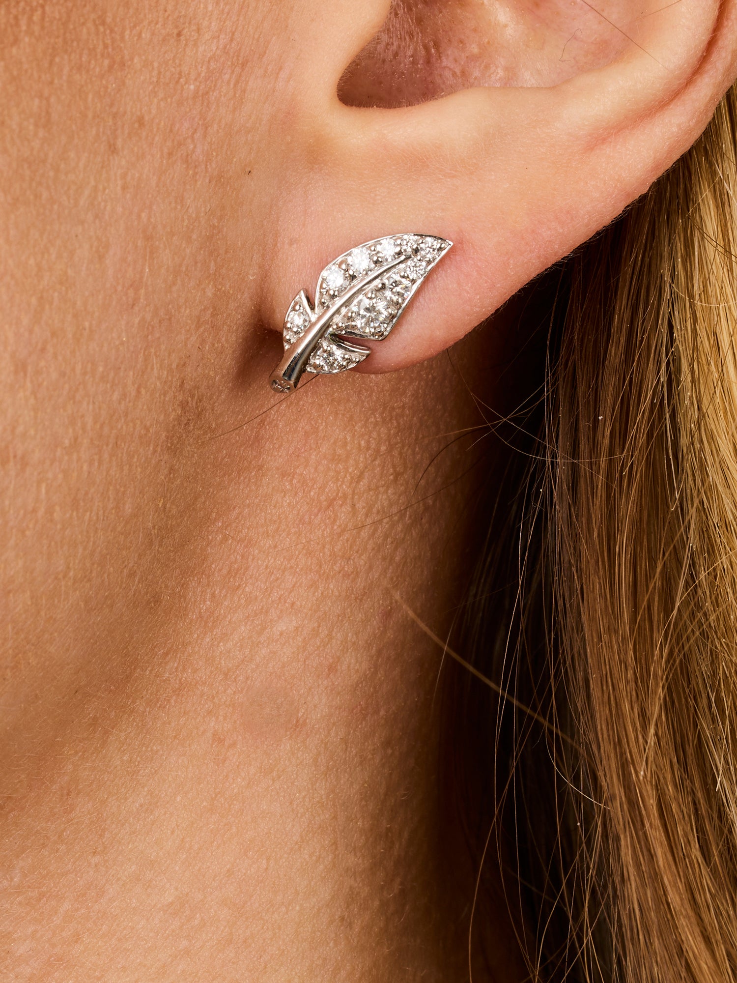 4qty NEW / Or blanc 18 ct Boucles d'oreilles Comme une Plume en or blanc 18 carats // RECO : 795€