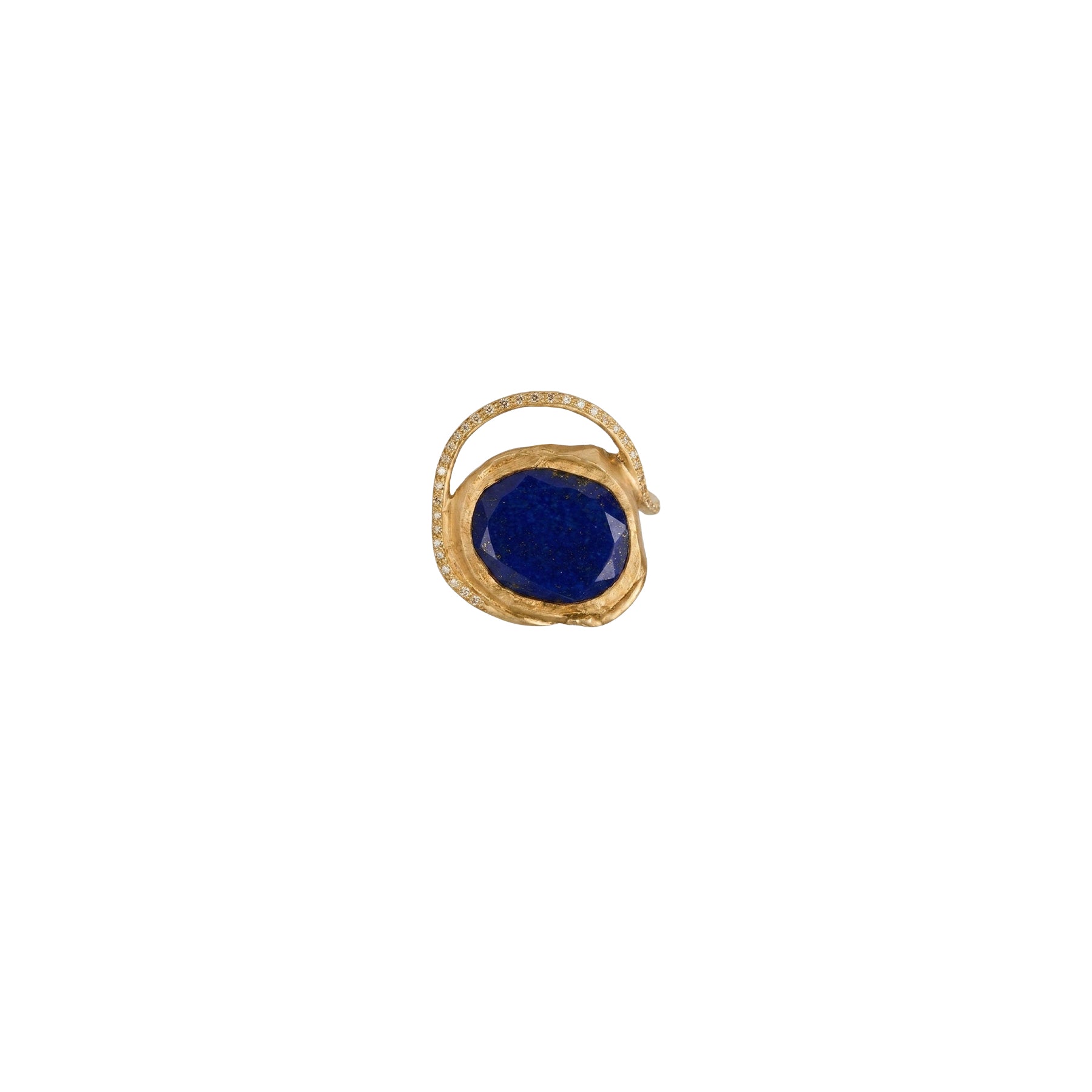 Bague en or jaune sertie de diamant - Lapis-lazuli & Diamant