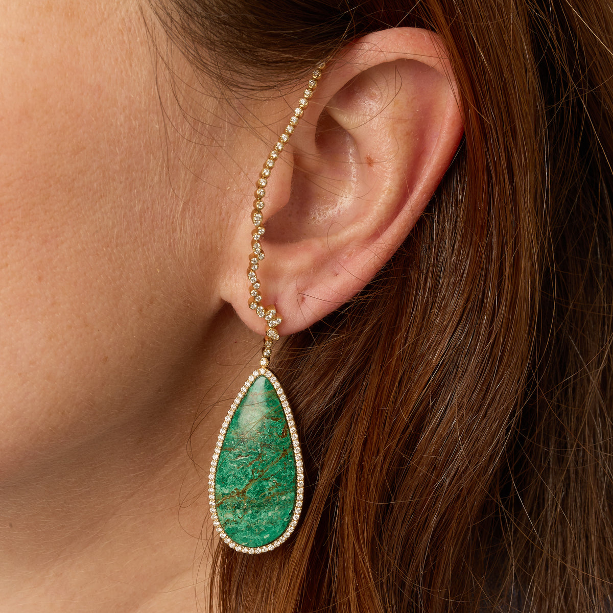 PrixTroca:1670€_VentesTroca:0_QtyTroca:1_ST:0%_Mono boucle gauche en Or jaune 18K sertie de diamants & Turquoise - Jaune