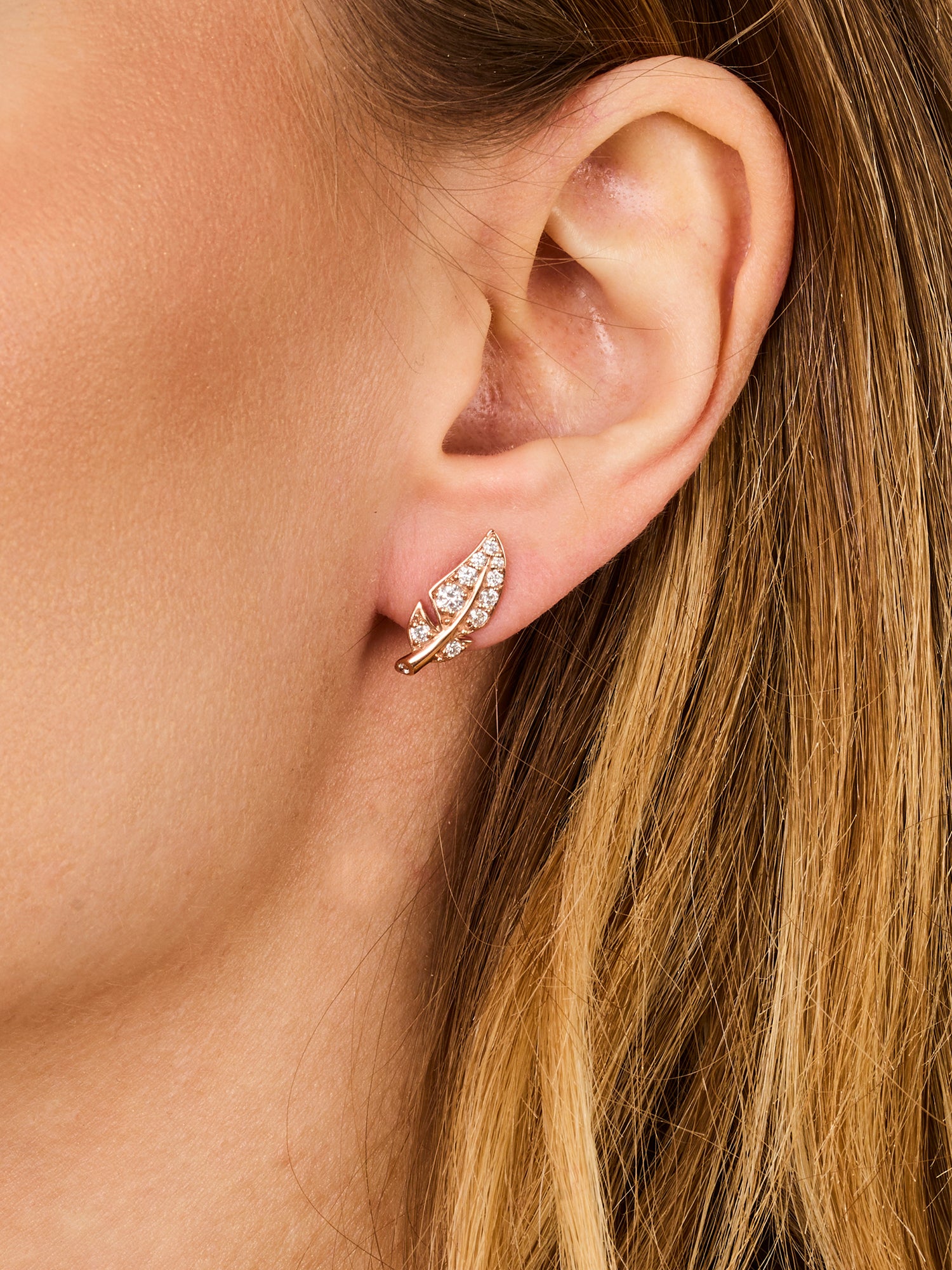 2qty NEW / Or rose 18 ct Boucles d'oreilles Comme une Plume en or rose 18 carats // RECO : 795€