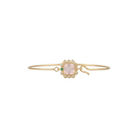 Yellow Gold Bracelet set with Diamonds - Emerald & Pink Quartz