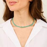 Yellow gold necklace set with diamonds - Diamond & Turquoise