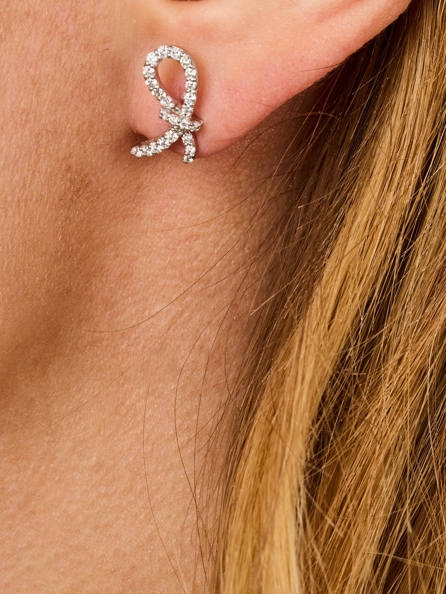 3qty NEW / Or blanc 18 ct Boucles d'oreilles Enlacé en or blanc 18 carats // RECO : 645€