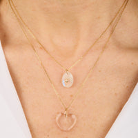 Yellow gold necklace set with diamonds - Moonstone & Diamond