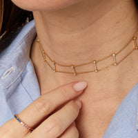 Collier choker en Or rose 18K serti de diamants - Rose