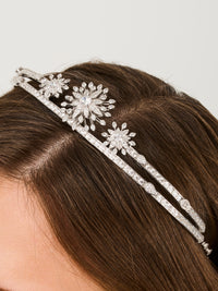 1qty NEW / Argent Rhodié Diadème Fleur sur argent rhodié 925/1000 // RECO : 1323€