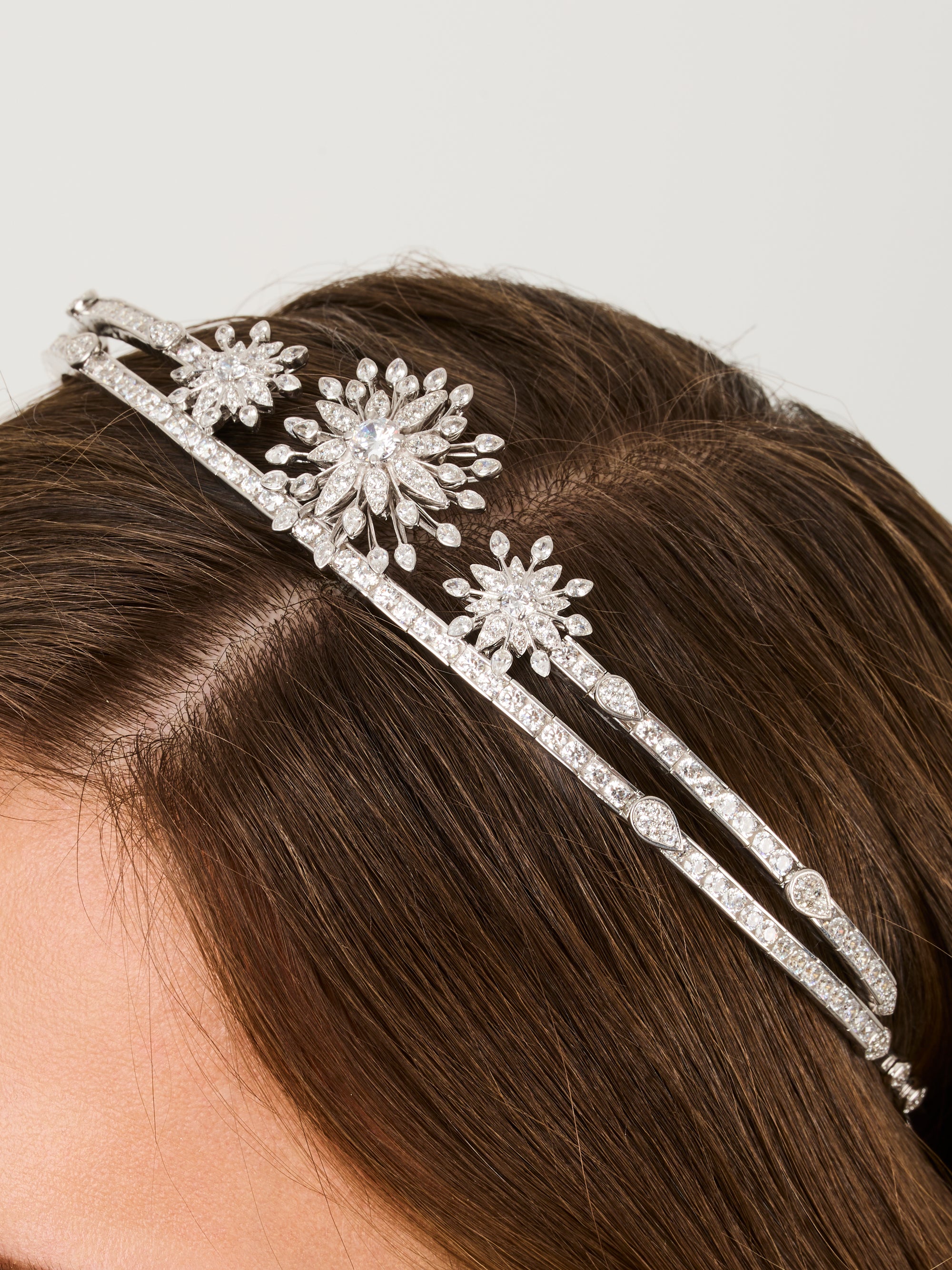 1qty NEW / Argent Rhodié Diadème Fleur sur argent rhodié 925/1000 // RECO : 1323€