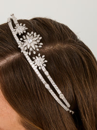 1qty NEW / Argent Rhodié Diadème Fleur sur argent rhodié 925/1000 // RECO : 1323€