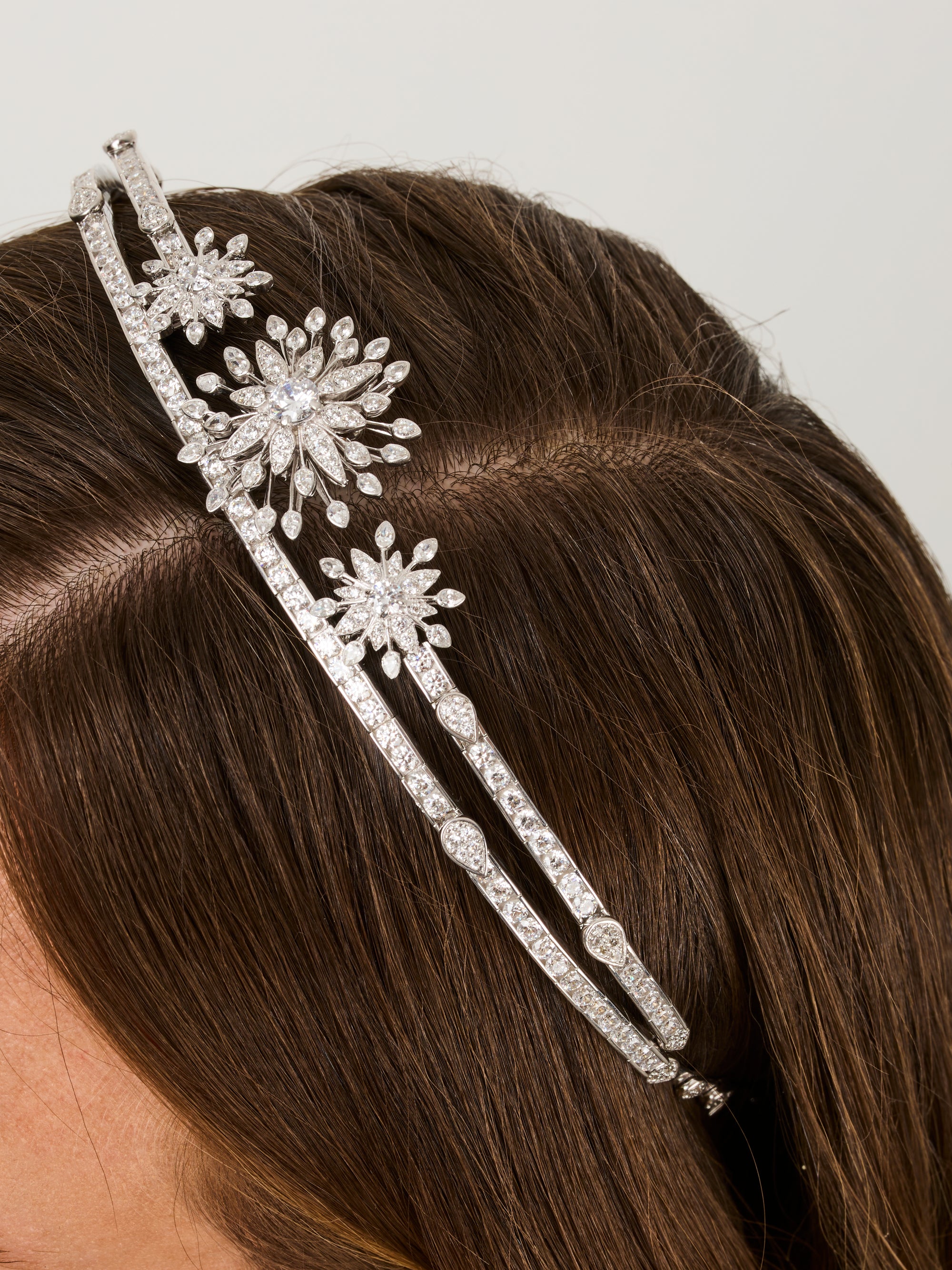 1qty NEW / Argent Rhodié Diadème Fleur sur argent rhodié 925/1000 // RECO : 1323€