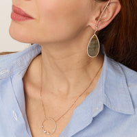 Mono boucle gauche Labradorite en Or rose 18K sertie de diamants - Rose