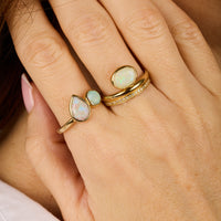 Bague en or jaune - Opale australienne