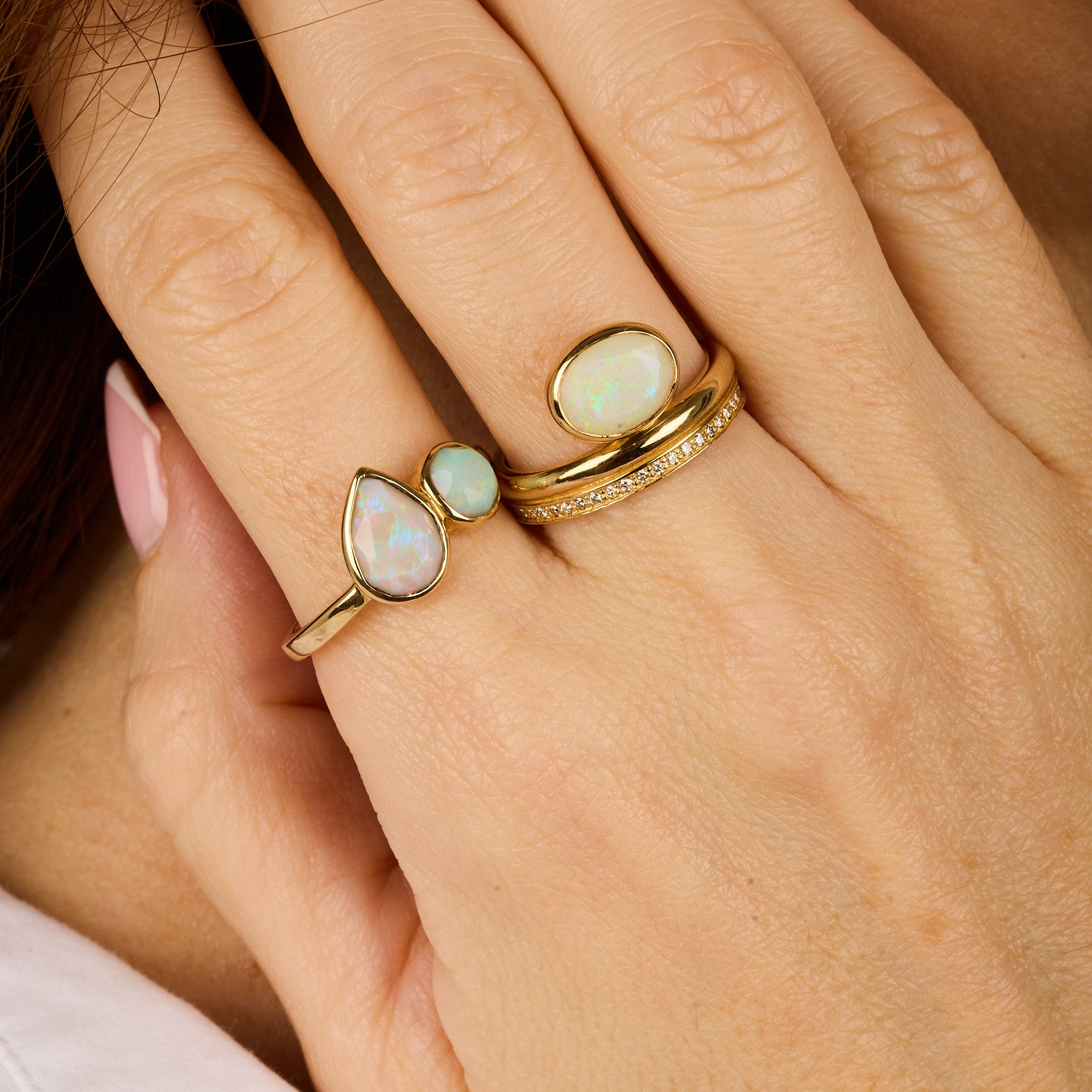 Yellow Gold Diamond Ring - Ruby & Sunstone