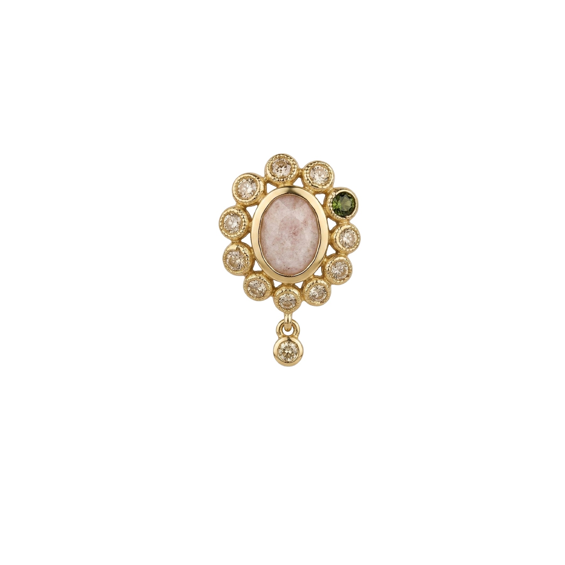 Mono heart earring in yellow gold - Diopside