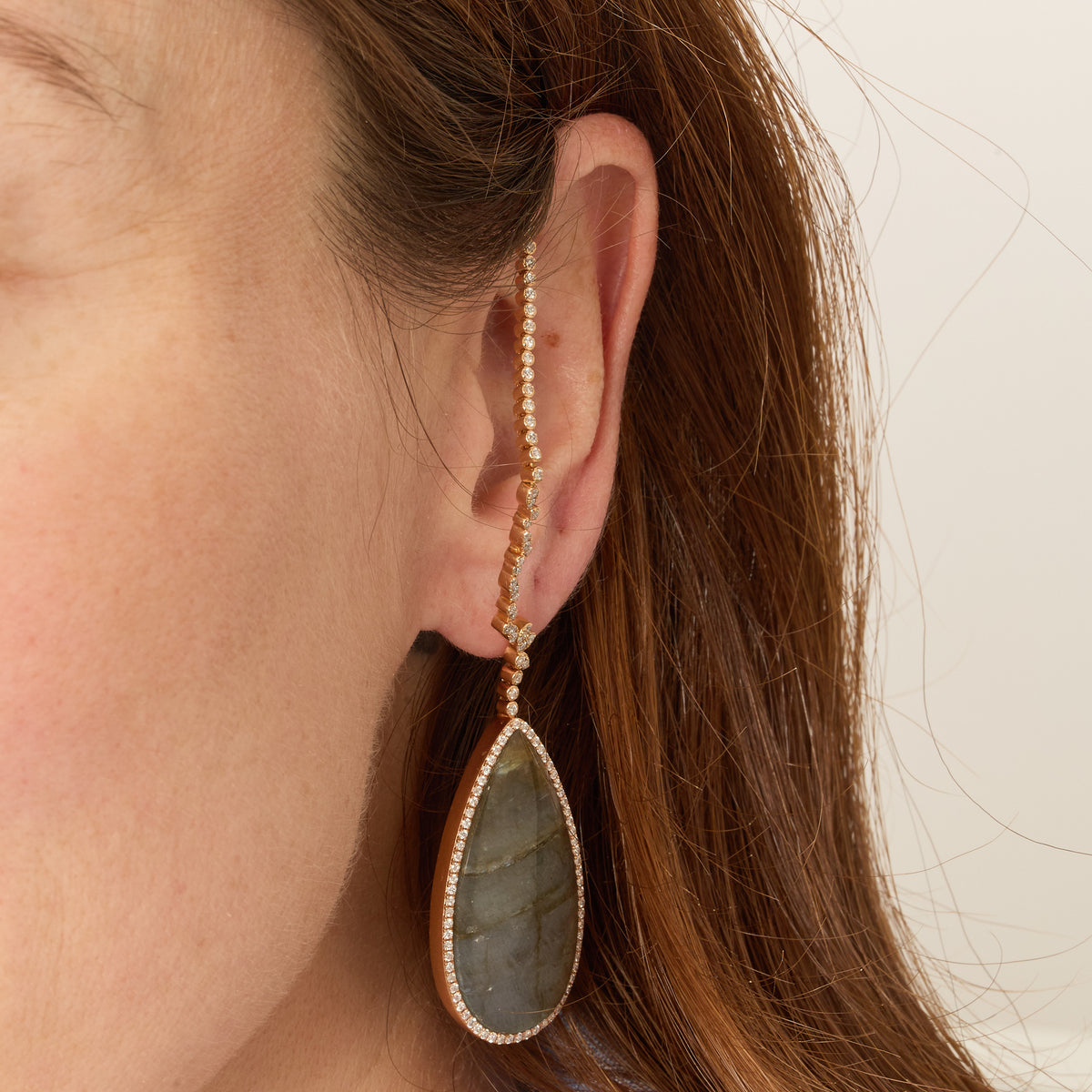 PrixTroca:2200€_VentesTroca:0_QtyTroca:1_ST:0%_Mono boucle gauche Labradorite en Or rose 18K sertie de diamants - Rose